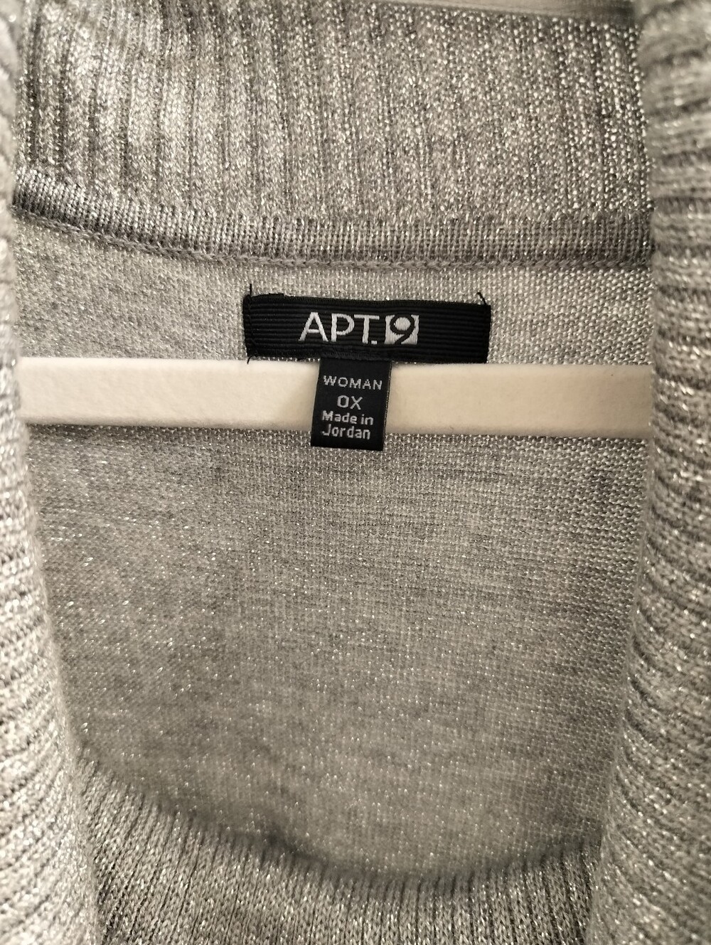 Apt. 9 Women's XL(OX) Metallic Silver Gray Marled ShortSleeve Cowl Neck Sweater - Picture 2 of 8
